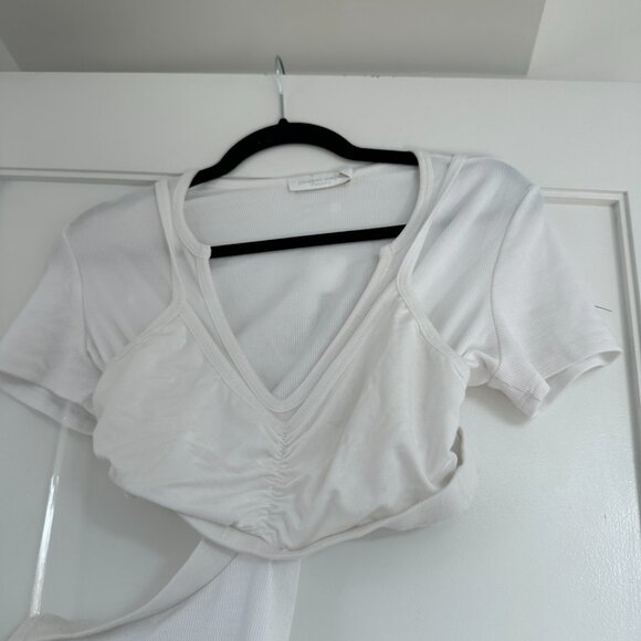 NWT Jonathan Simkhai Cailan Cut-out Mini Dress Stretch Rib Knit White Size Small - Picture 6 of 11